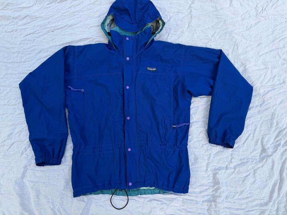 90s Patagonia Blue Purple Hooded Parka Jacket Retro Vintage Bungee Full Zip